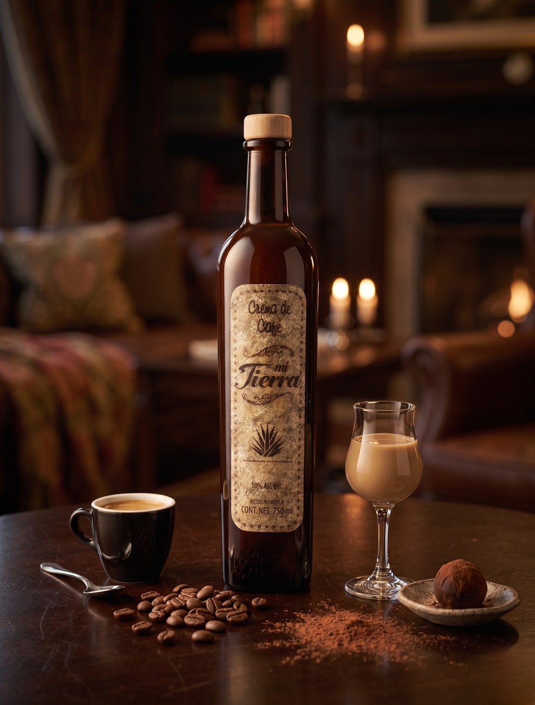 Crema de Café Mi Tierra · Digestivo premium con base de tequila 100% agave y cacao real
