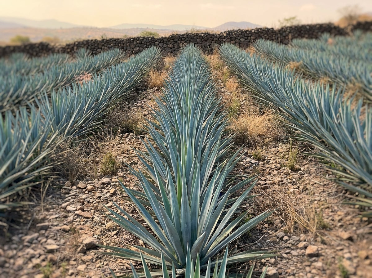 Plantío de agave azul tequilana weber en ladera de la barranca de Amatitán, Jalisco